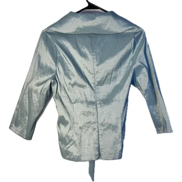 NWT Alex Evenings Stretch Taffeta 3/4 Sleeve Formal Blouse Ice Sage 8P